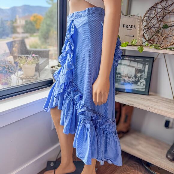 Chicwish Applause of Ruffle Tiered Frill Hem Skirt in Blue/White, Women's Small - Picture 3 of 12
